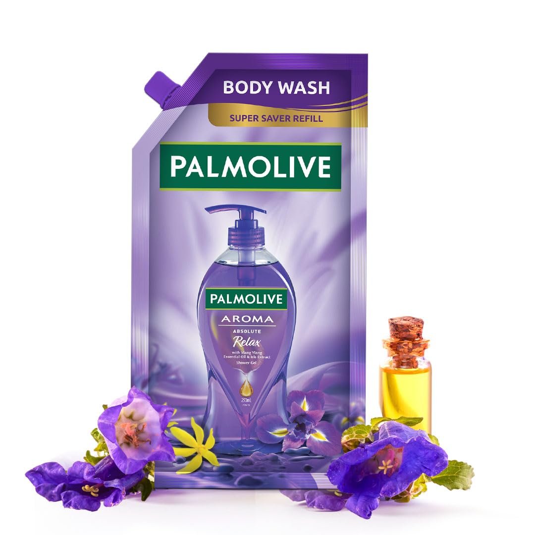 Palmolive Aroma Absolute Relax Body Wash For Women & Men, 750Ml Body Wash Refill Pack, 100% Natural Ylang Ylang Essential Oil & Iris Extracts For A Soft And Smooth Skin, Ph Balanced, Free