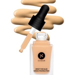SUGAR Cosmetics Drop The Base Serum Foundation | Medium Coverage | Lasts 8 Hrs+ | Natural Finish | 20ml - 17 Raf (Light, Golden Undertone)