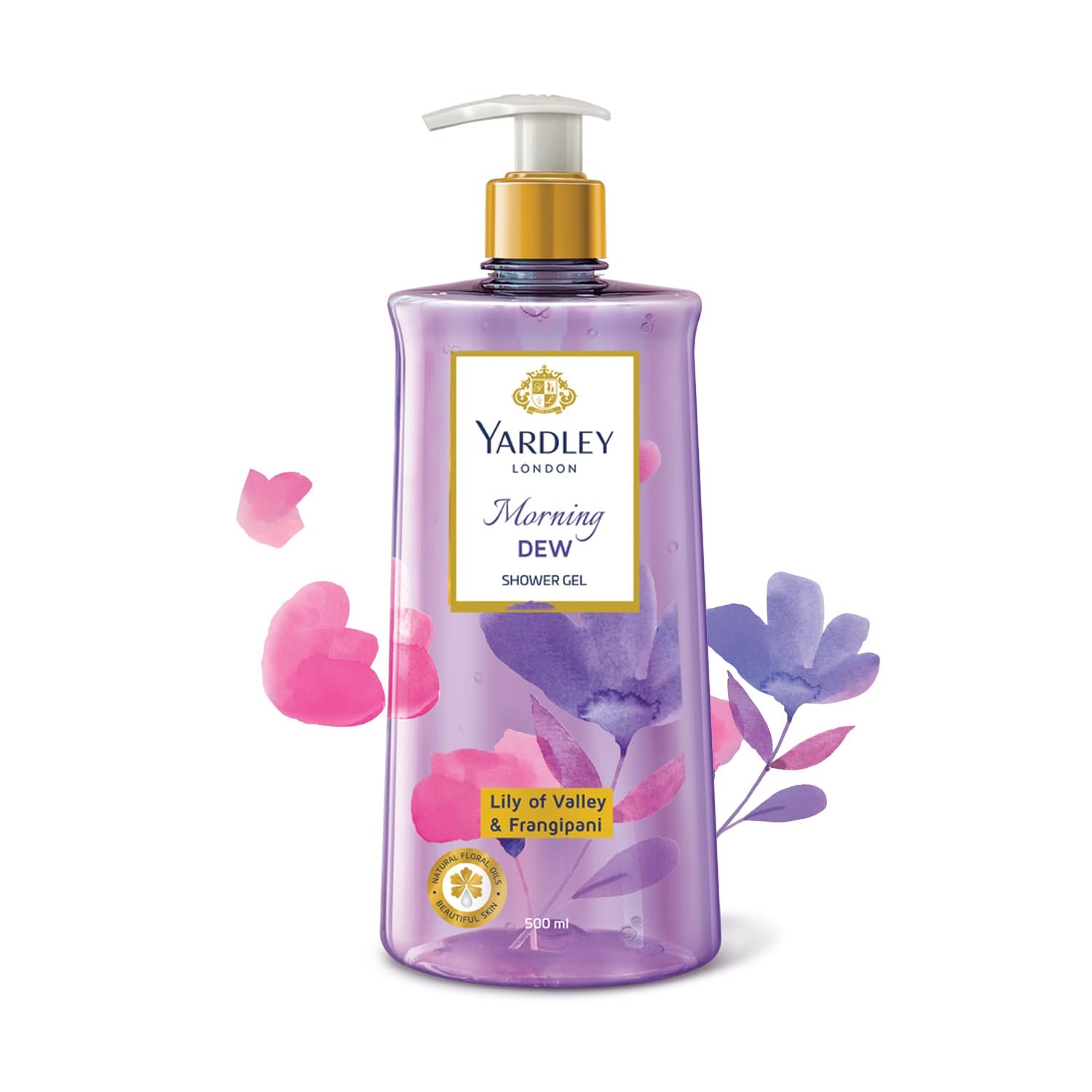 Yardley London| Shower Gel| Morning Dew| With Natural Oils Of Lily Of The Valley & Frangipani| No Parabens| No Silicones | 500ml