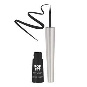 Swiss Beauty Pop Eyeliner | Waterproof And Long Lasting Liquid Eyeliner | Smudge Proof Eye Makeup |Quick Drying |Shade - Onyx Black, 3 Ml |