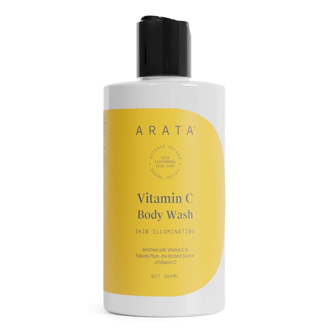 Arata 1% Vitamin C Daily Glow Body Wash For Soft & Even Toned Skin | Helps to Reduce Fades Dark Spots & Pigmentation | Long Lasting Fragrance | No Parabens No Sulfates | 300ML