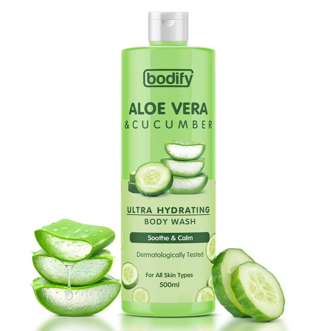 Bodify Aloe Vera & Cucumber Ultra Hydrating Body Wash, 500 Ml | Soothe & Calm | Paraben Free | All Skin Types