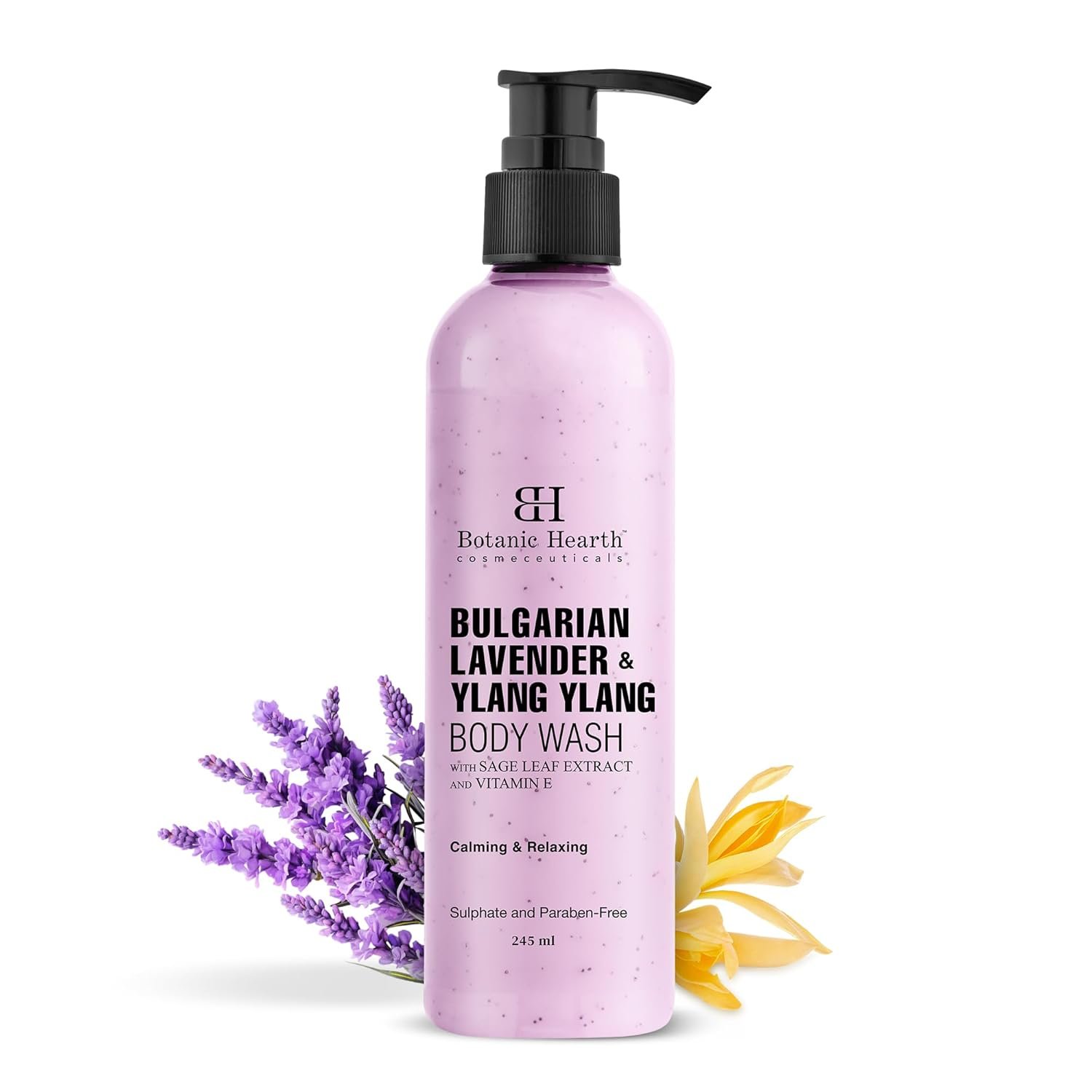 Botanic Hearth Bulgarian Lavender & Ylang Ylang Body Wash with Vitamin E, Sage Leaf Extracts | Calming & Relaxing | Sulphate & Paraben Free | Shower Gel for Men and Women | 245ml