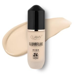CLAMY High Coverage Camouflage Foundation,24 Hours Long Lasting,37g (White Ivory 101)