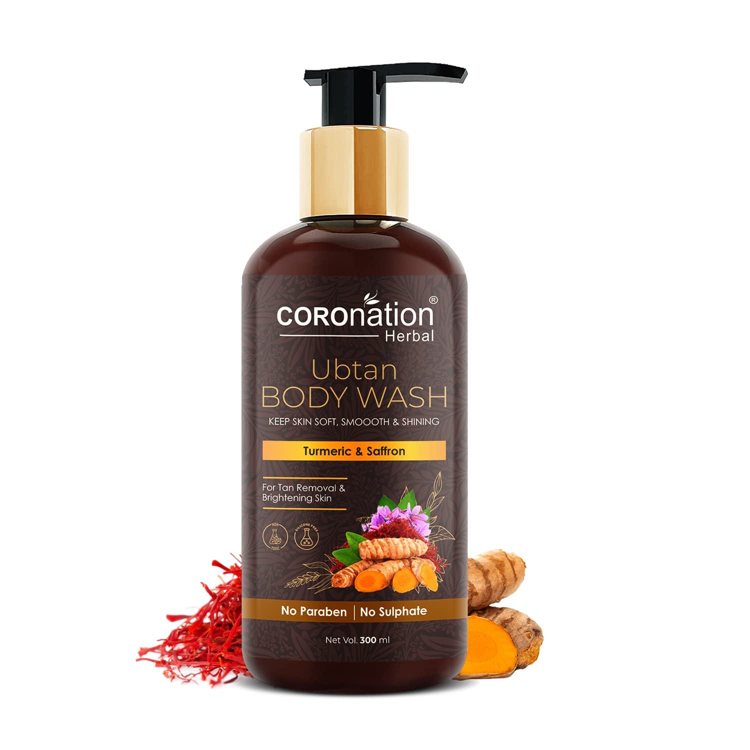 COROnation Herbal Ubtan Body Wash For Tan Removal and Glowing Skin with Turmeric & Saffron | Improve Skin Tone & Texture | For Tan Removal & Brightening skin | Brings a Natural Radiance & Glow