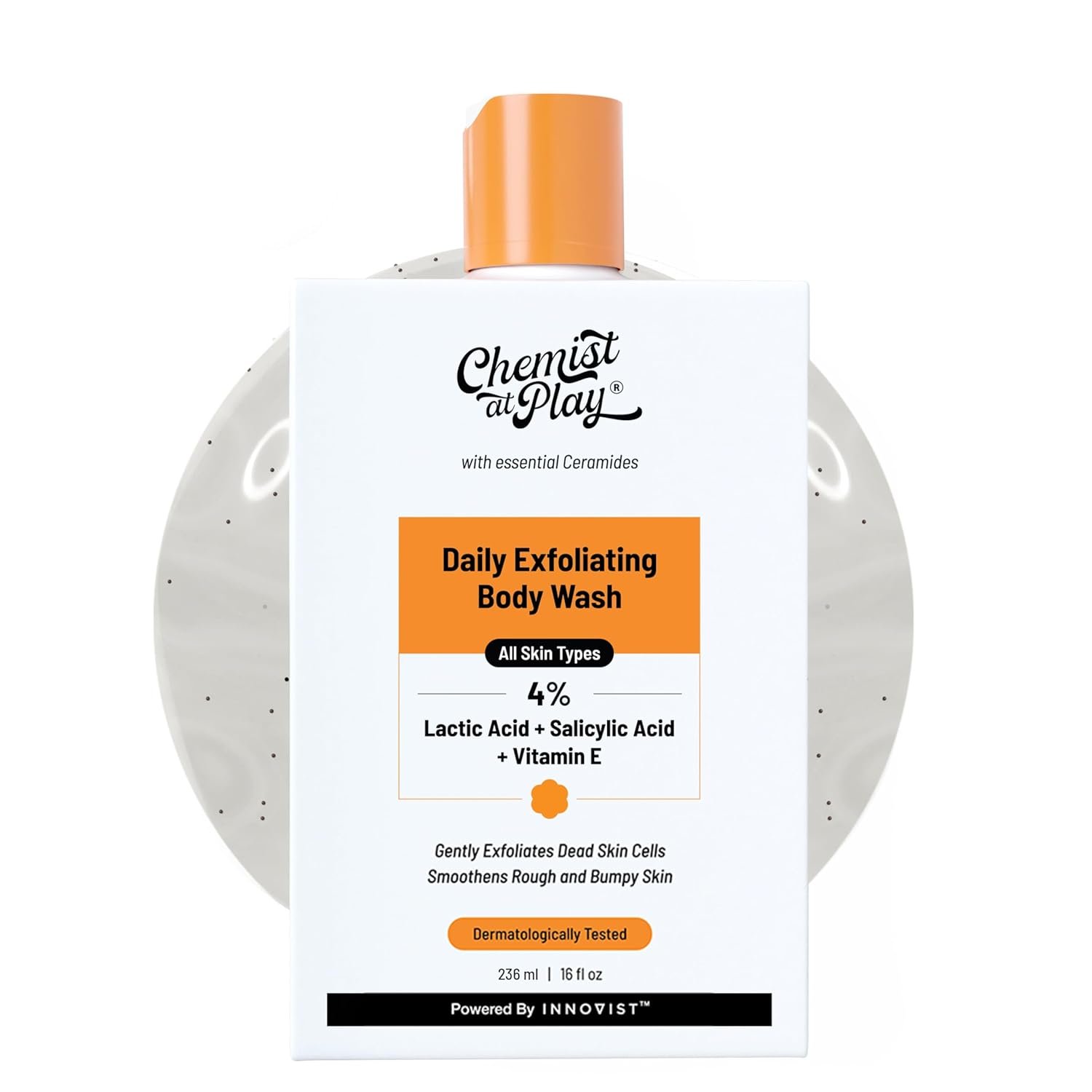 Chemist At Play 4% Salicylic Acid Exfoliating Body Wash 236ml | Paraben & SLS Free | Enriched with Vitamin E & Murumuru | Gentle Exfoliating Shower Gel | Prevents Dry, Rough, Bumpy Skin | Men & Women