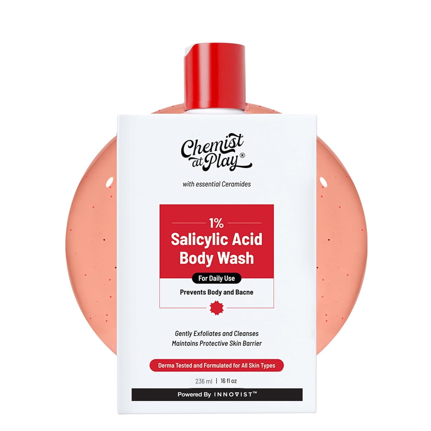 Chemist at Play 1% Salicylic Acid Body Wash 236ml | Paraben & SLS Free | Gentle Exfoliating Shower Gel | Prevents Body Acne, Bumpy Skin & Deep Cleanses Skin