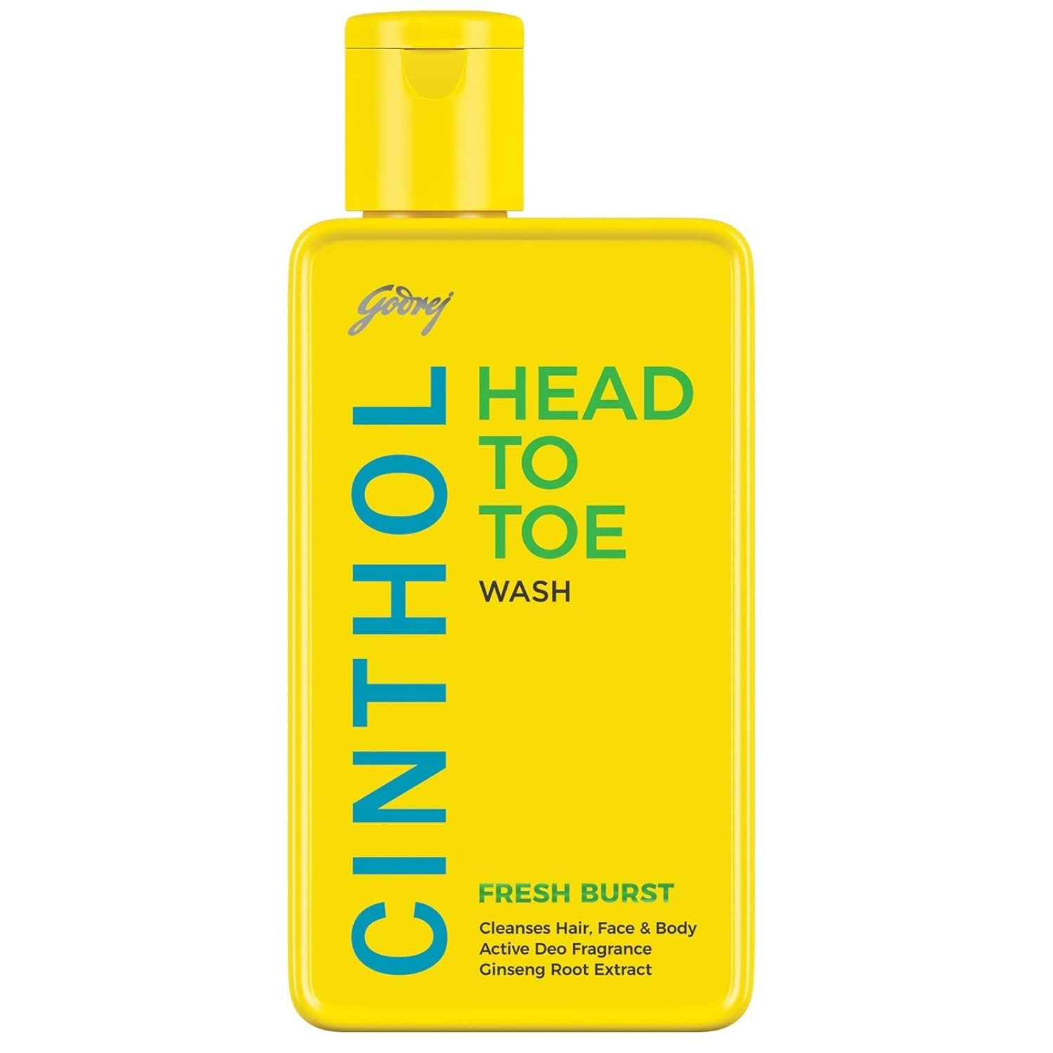 Cinthol Head to Toe - 3-in-1 Wash (Shampoo, Face Wash & Body Wash) Pump Bottle | for Women & Men | FRESH BURST | with Argan Oil & Ginseng Root Extracts (190ml)