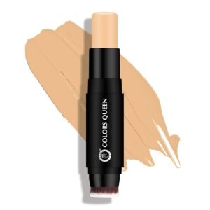 Colors Queen - Fix & Blend - Matte Foundation Stick | Full Coverage Foundation for Face Makeup with Natural Matte Finish | Waterproof Foundation with Inbuilt Blending Brush (04 - Vanilla Latte, 12g)