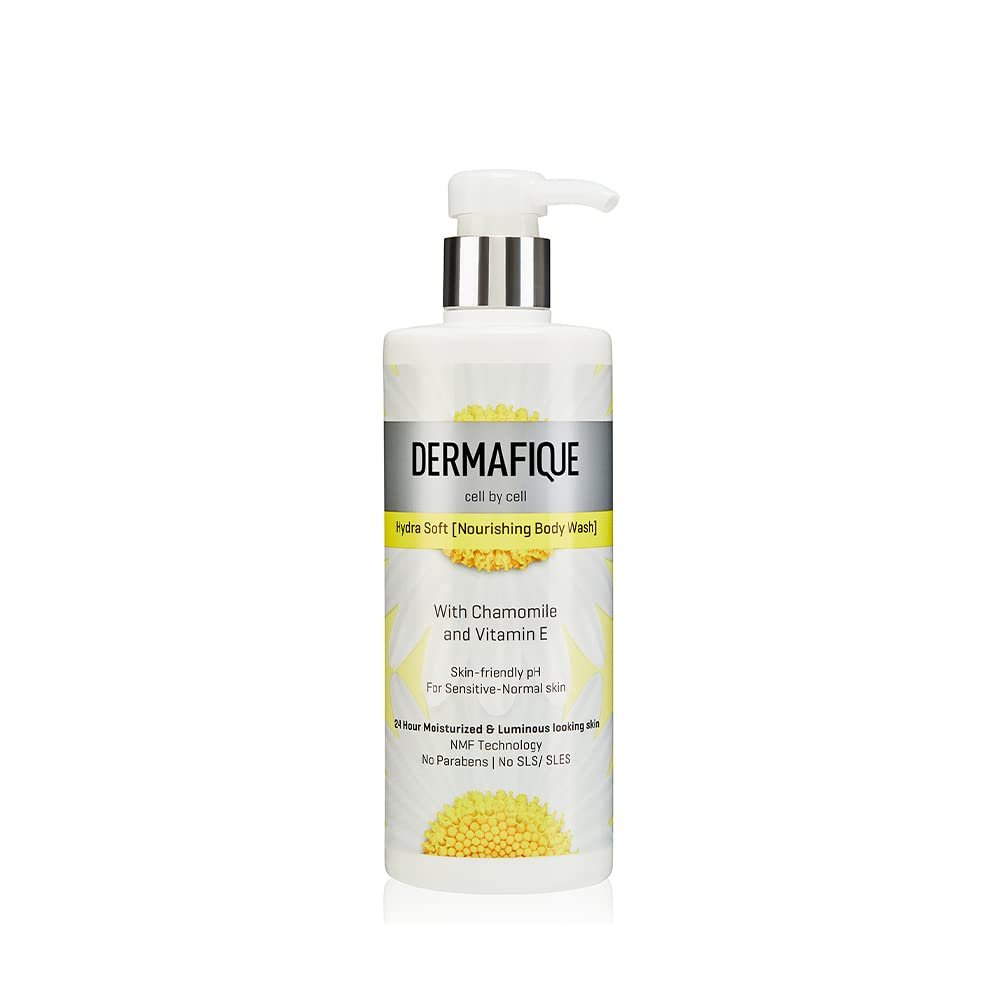 Dermafique Hydra Soft Nourishing Body Wash – 500ml, Body Wash for Women & Men, Enriched with Vitamin E & Chamomile, Suitable for Sensitive - Normal Skin, Balances Skin pH | Dermatologist Tested