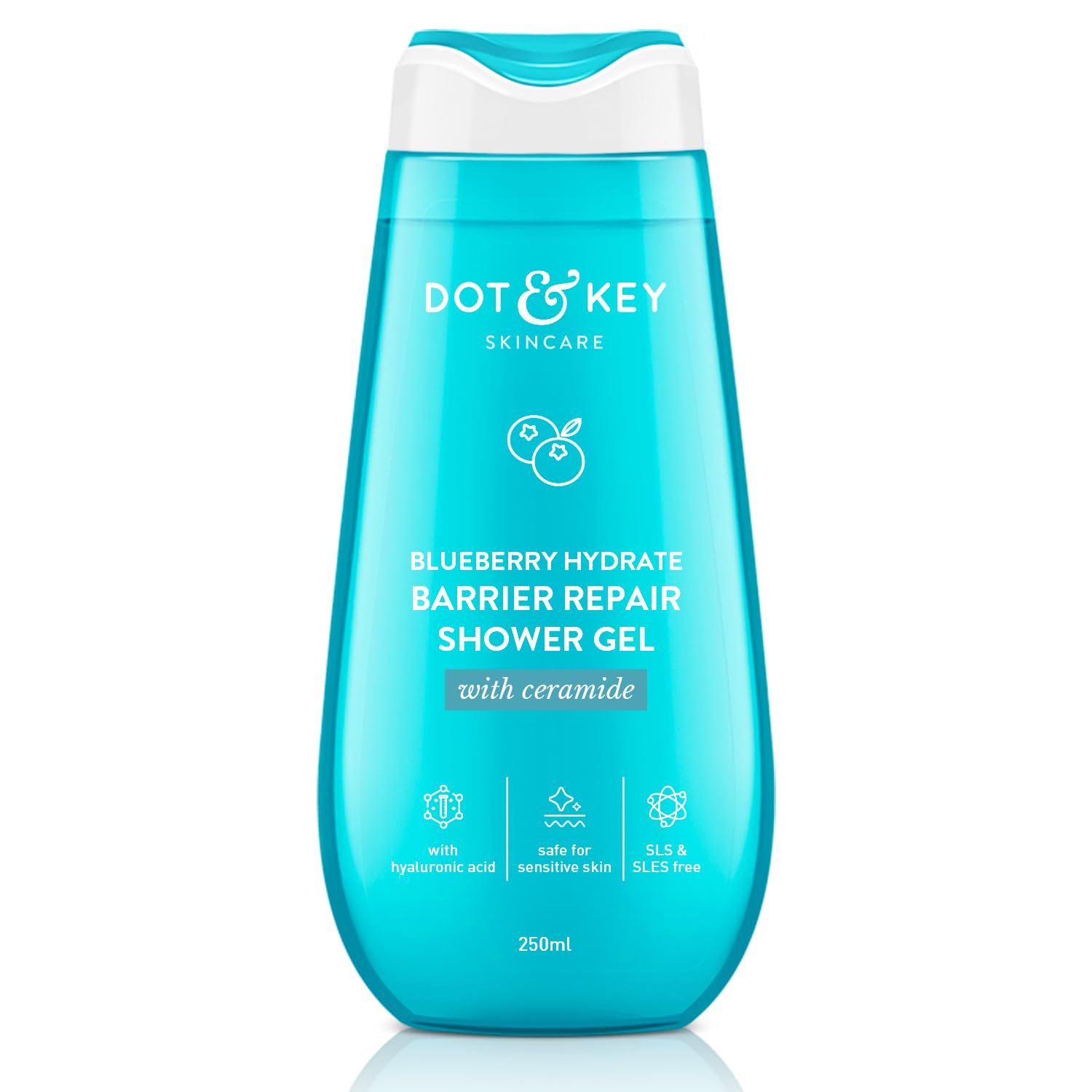 Dot & Key Blueberry Hydrate Barrier Repair Shower Gel | Sulphate Free & Non Drying | Body Wash For Sensitive, Dry & Normal Skin | 250ml