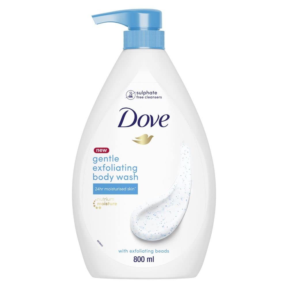 Dove Gentle Exfoliating Nourishing Body Wash, Mild Cleanser Moisturizes Skin, Balances PH, For All Skin Type, 800 ml (Packaging May Vary)