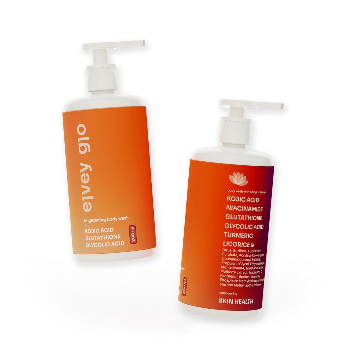 Elvey Essentials Glo 2% Kojic Acid Brightening Body Wash | Glutathione, Glycolic Acid & Arbutin For Body Brightening, Tan Removal & Glow (200Ml)