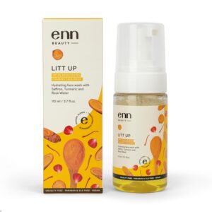 Enn Litt Up Ubtan Foaming Face Wash for Tan Removal & Skin Brightening, with Turmeric & Saffron for Glowing Skin, 110ml