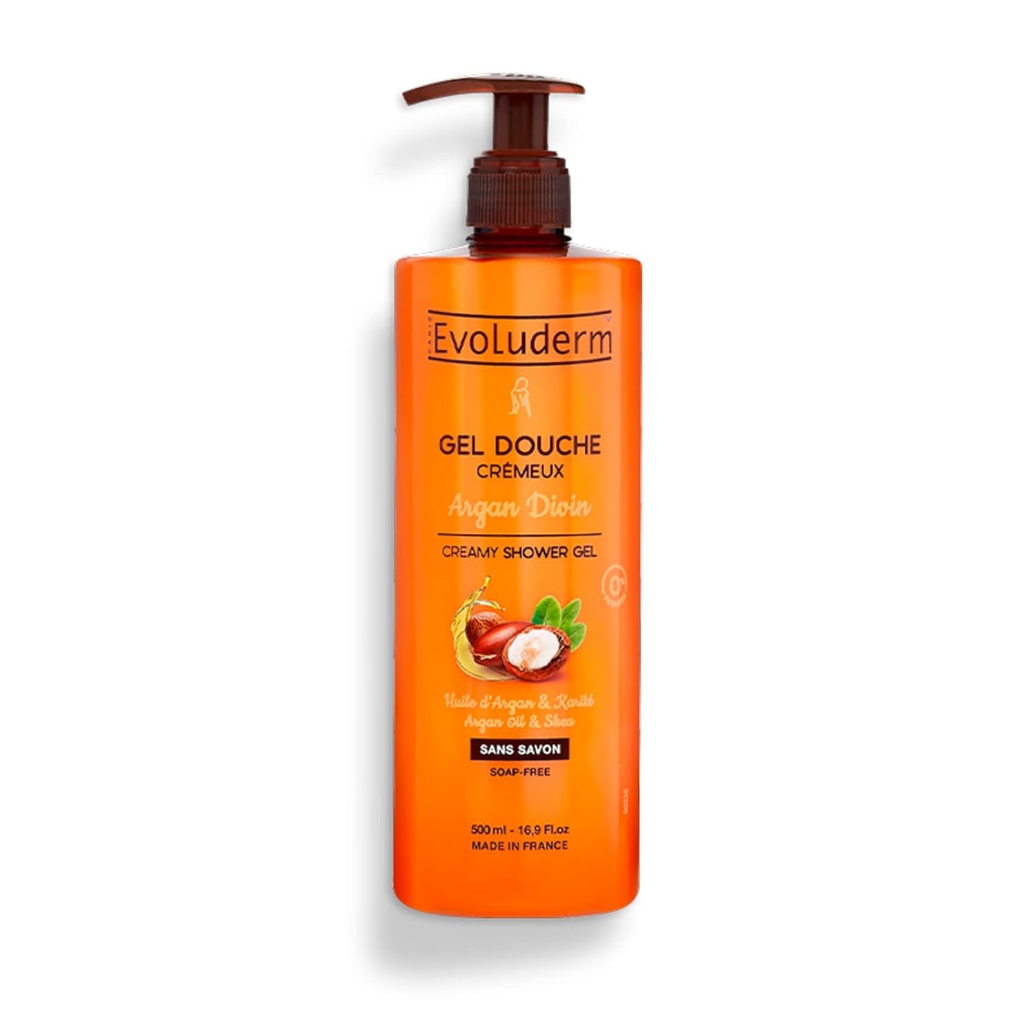 Evoluderm Argan Oil Divine & Shea Creamy Shower Gel - 500 ml | For Dry & Dehydrated Skin Type | Paraben Free & Vegan