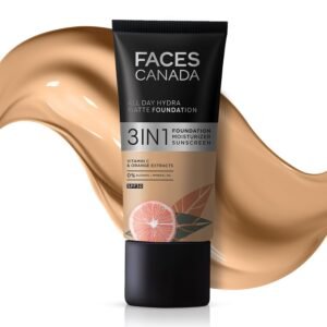 FACESCANADA All Day Hydra Matte Foundation|3-In-1 Foundation + Moisturizer Cream +Spf 30|24 Hr Aloe Hydration&Vitamin C|10Hr Long Wear|Medium To High Buildable Coverage|Honey Beige 031|25Ml,Pack Of 1