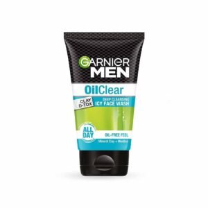 Garnier Men Oil Clear Deep Cleansing Face Wash, Mineral Clay and Menthol Deep Cleansing Face Wash for Oil Free Feels, Suitable for all Skin Types, 100g