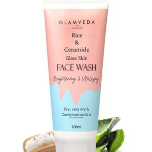 Glamveda Rice & Ceramide Korean Glass Skin Face Wash | For Dry, Sensitive & Combination skin types | Improves skin barrier | No Paraben, SLS | 100ml