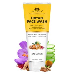 INTIMIFY Ubtan Foaming Face Wash For Tan Removal & Facial Cleansing, Face Wash For Dry & Oily Skin, Skin Whitening, Tan Removal And Skin Brightening For Women & Men With Saffron, Turmeric, Almond Oil, Rose Water, Walnut 100 gm (Pack Of 1)