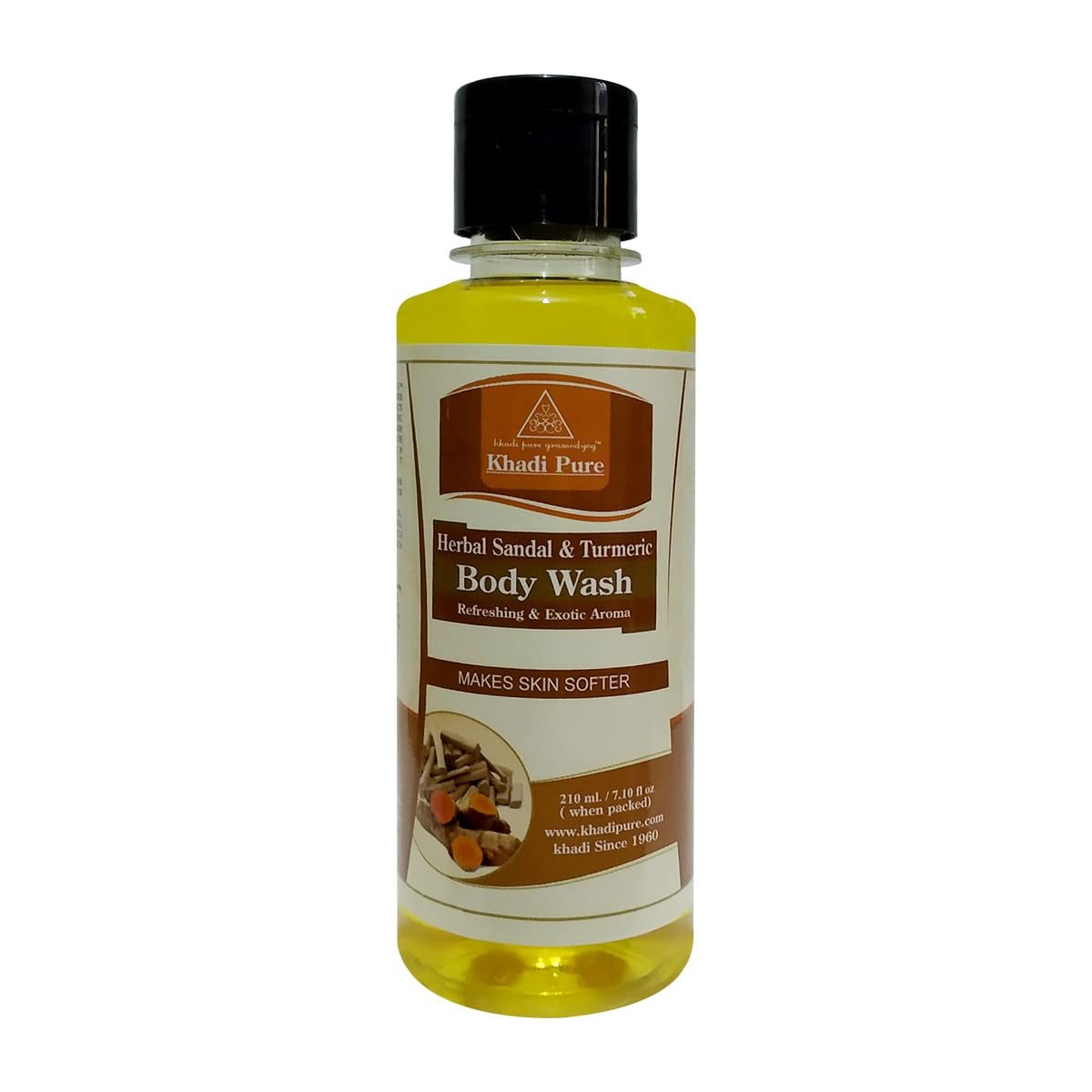 Khadi Pure Herbal Sandal & Turmeric Body Wash, 210 ml