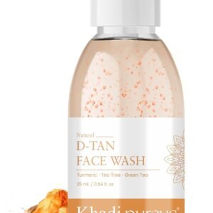 Khadi Pureus Herbals Somashree De Tan Face Wash for Tan Free Brightening Skin, Clarifying, Unclog Pores, Deep Cleansing & Glowing | Anti Tan Herbal Face Cleanser for Oily & Dry Skin | Women & Men (25 ml)