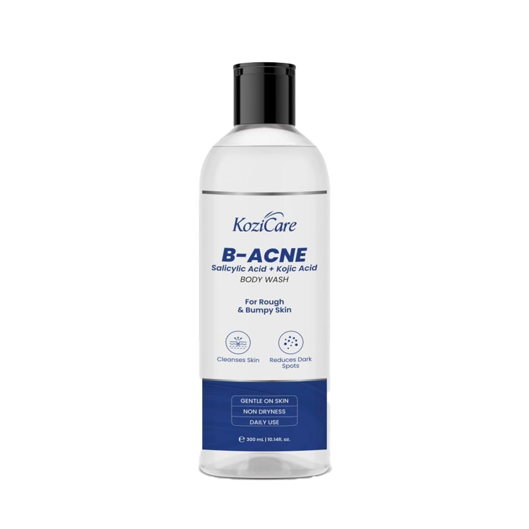 Kozicare Soap B - Acne Body Wash Gel | Kojic Acid Body Wash | Acne Shower Gel for Men & Women | Reduces Dark Spots, Cleanses Skin & Exfoliates Acne | Salicylic Acid Body Wash | For All Type of Skin - 300 Ml