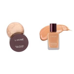 LAKMÉ Rose Natural Face Powder for Oily Skin Type, Soft Pink, 40G And Perfecting Liquid Foundation, Shell, 27Ml