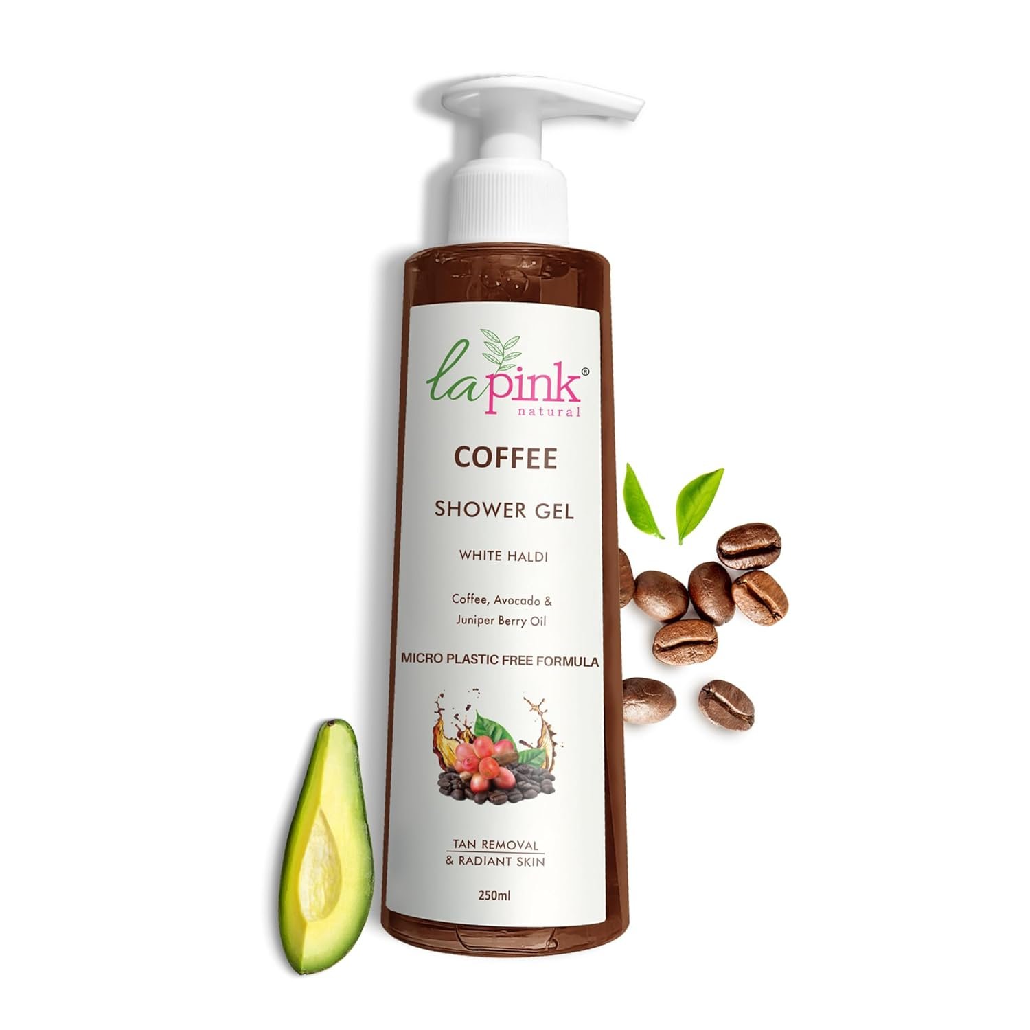 La Pink Coffee Shower Gel 250ml | Removes Tan & Give Deep Cleansing | For Soft, Radiant & Glowing Skin | 100% Microplastic Free Body Wash with Goodness of Coffee, Avocado & Juniper Berry Oil