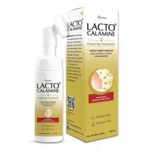 Lacto Calamine Apple Cider Vinegar Foaming Face wash|Maintains skin pH balance for healthy skin|Bright & glowing skin| With Built-in foaming Brush|150ml x Pack of 1