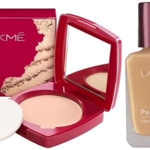 Lakmé Face It Compact, Pearl, 9 g & Perfecting Liquid Foundation, Pearl, Long Lasting, Waterproof, Full Coverage, Lightweight Foundation For Oil Free And Dewy Skin, 27 ml