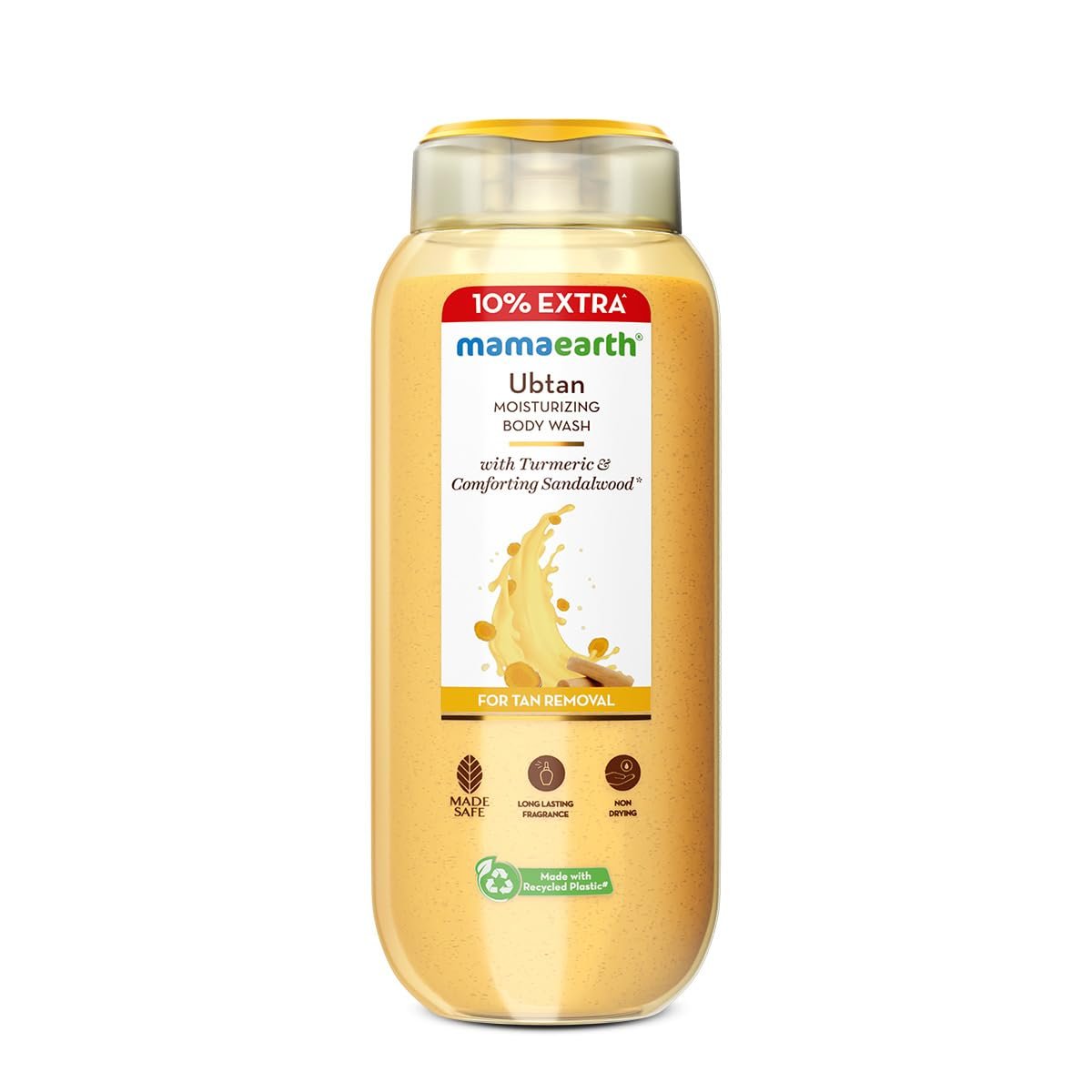 Mamaearth Ubtan Moisturizing Body Wash with Turmeric & Saffron for Tan Removal - 275 ml | Intensely Moisturizes | Long Lasting Fragrance | Mild Exfoliation | Gentle | All Skin Types | Soft & Smooth Skin
