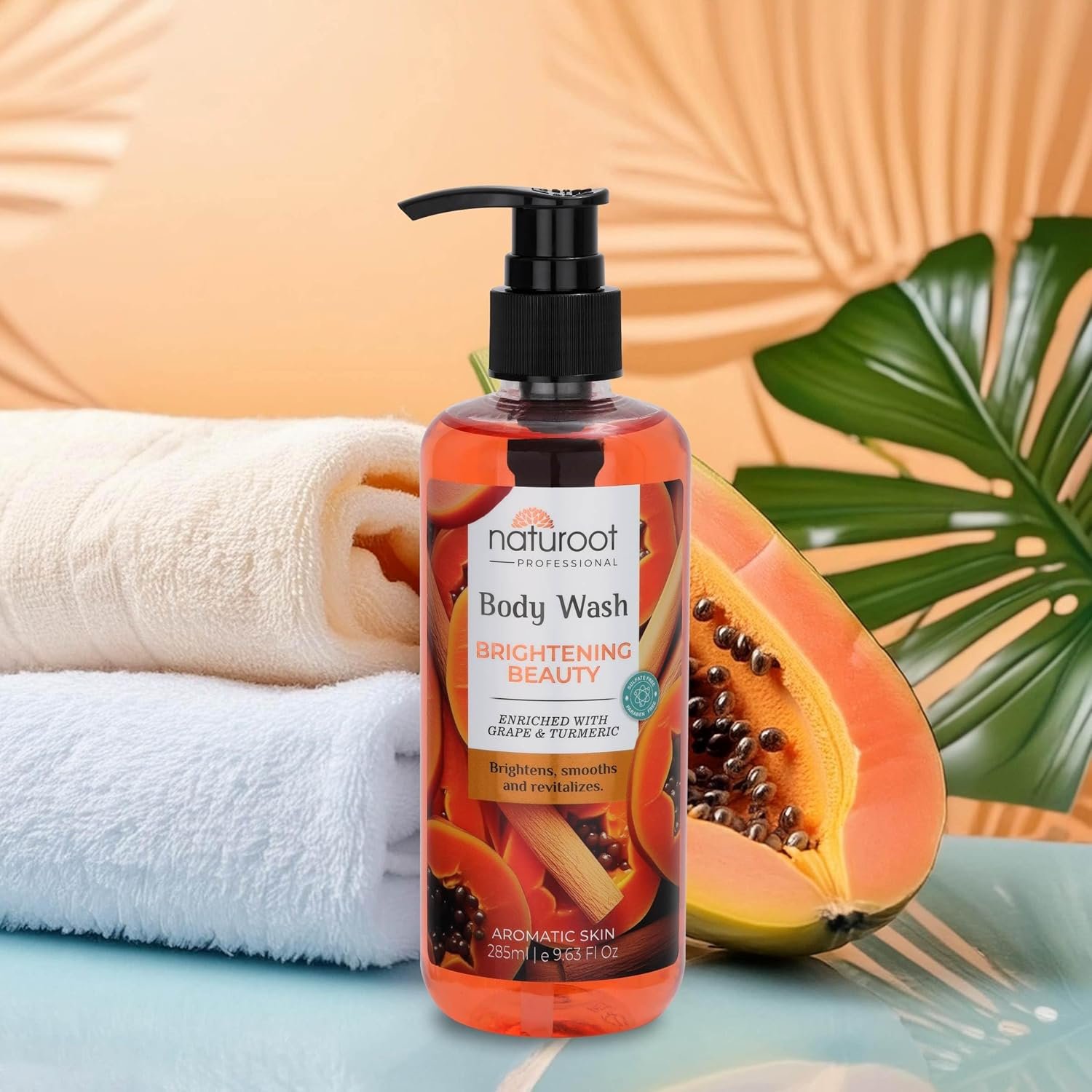 Naturoot Brightening Beauty Body Wash, Paraben and Sulfate Free, 285ml, For Men and Women