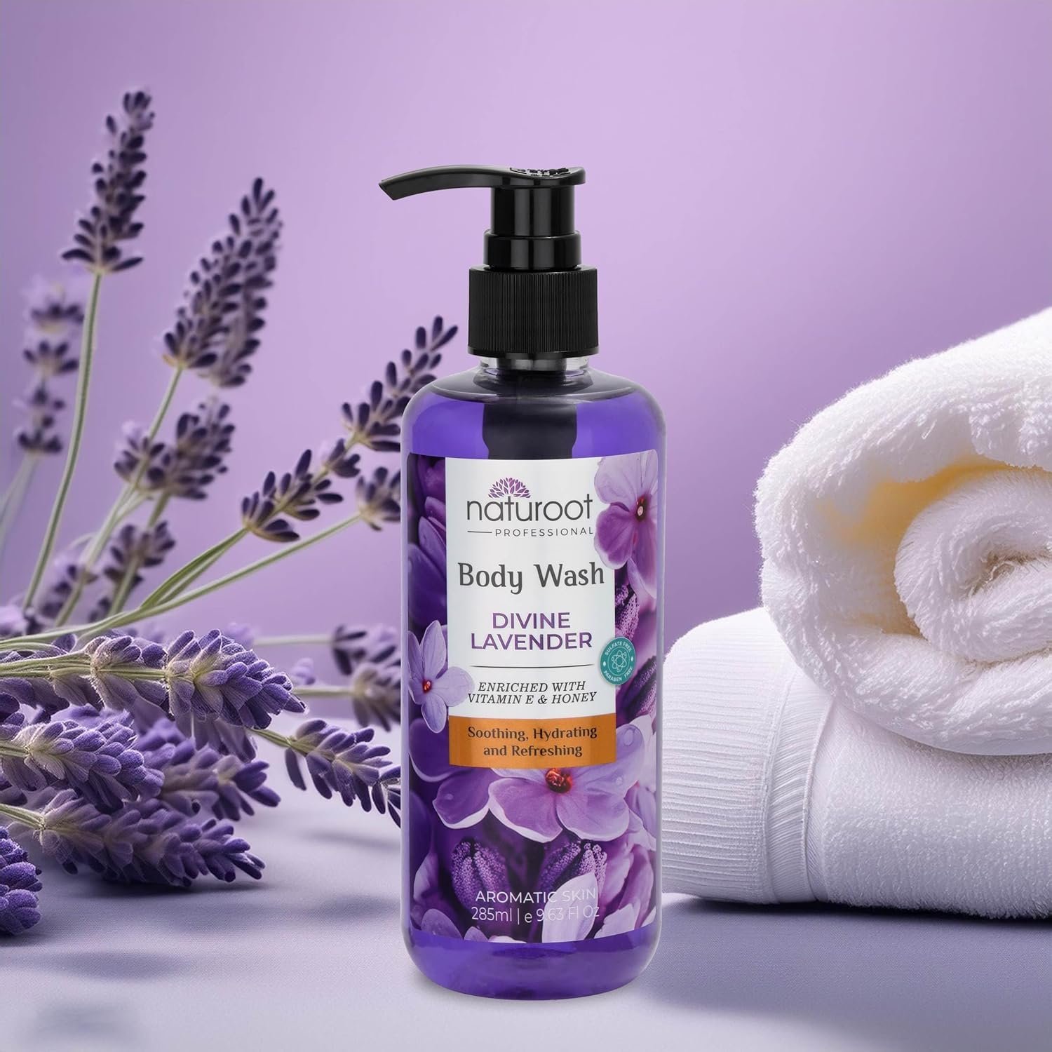 Naturoot Divine Lavender Body Wash, Paraben and Sulfate Free, 285ml, For Men and Women