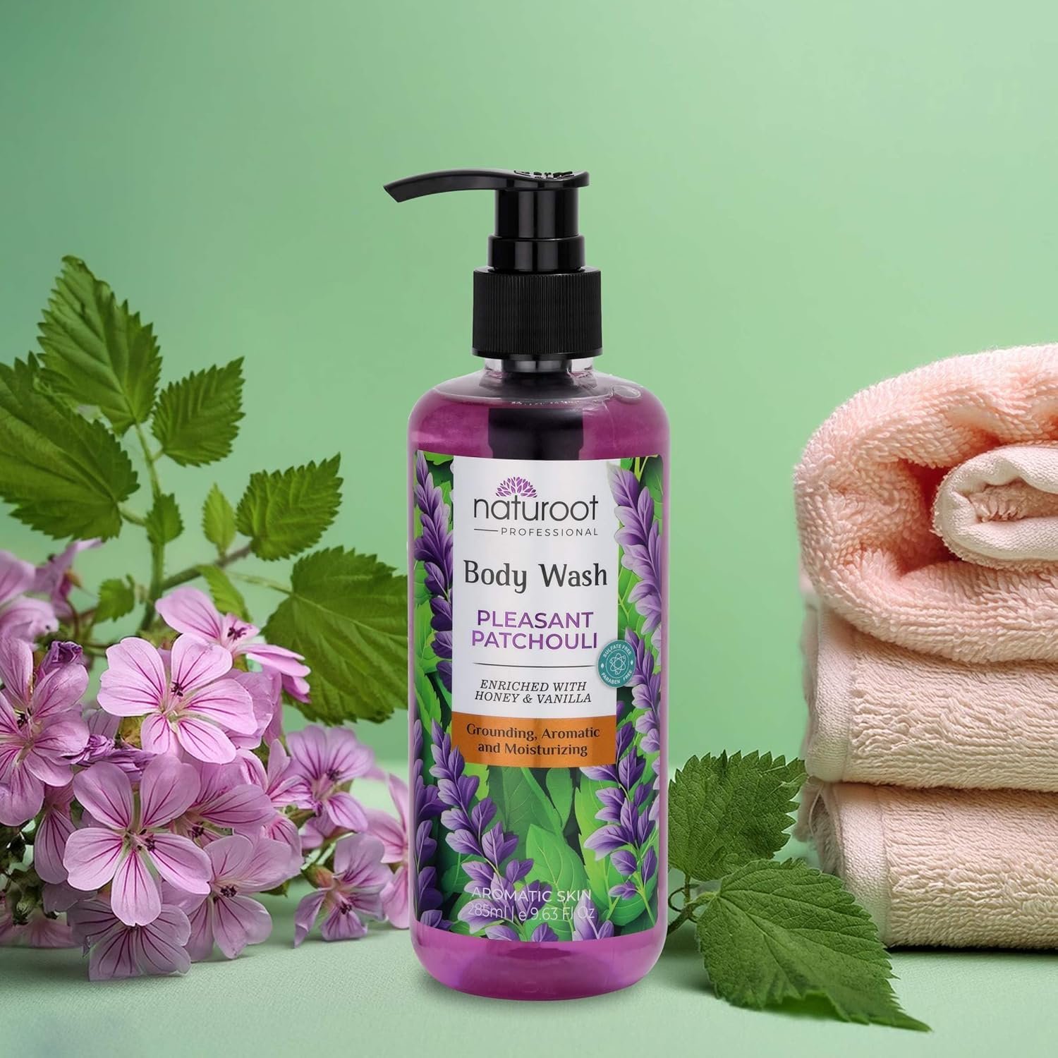Naturoot Pleasant Patchouli Body Wash, Paraben and Sulfate Free, 285ml, For Men and Women