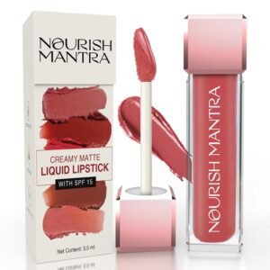 Nourish Mantra’s Masoom Pink Lipstick (3.5ml)/ Creamy Matte Liquid Lipstick with SPF/Water Proof/Smudge Proof/Transfer Proof/Long Lasting/Suits All Skin Tones