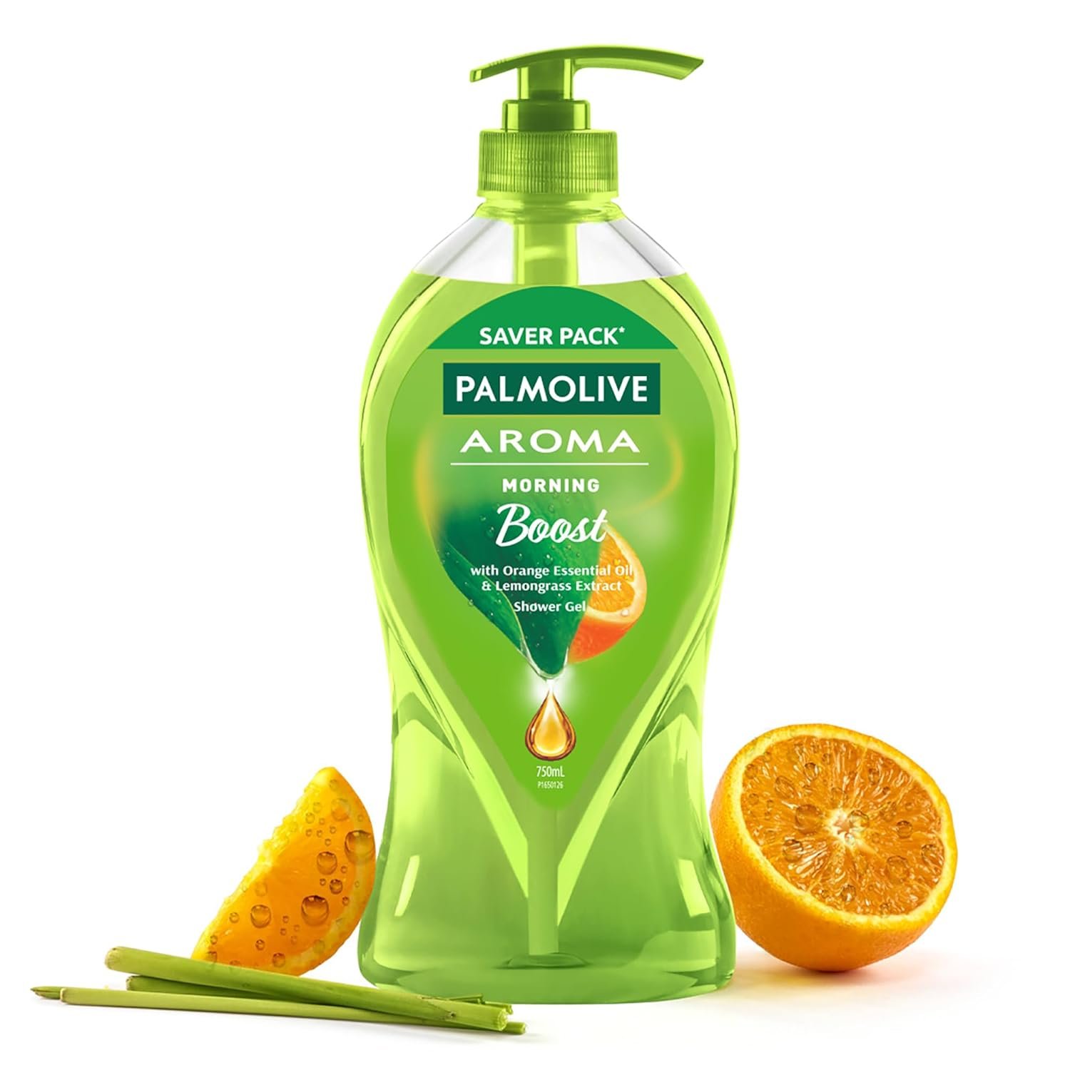 Palmolive Aroma Morning Boost Body Wash, 750Ml Shower Gel Single Pump Bottle, 100% Natural Citrus Essential Oil & Lemongrass Extracts For A Soft And Smooth Skin, Ph Balanced Bodywash