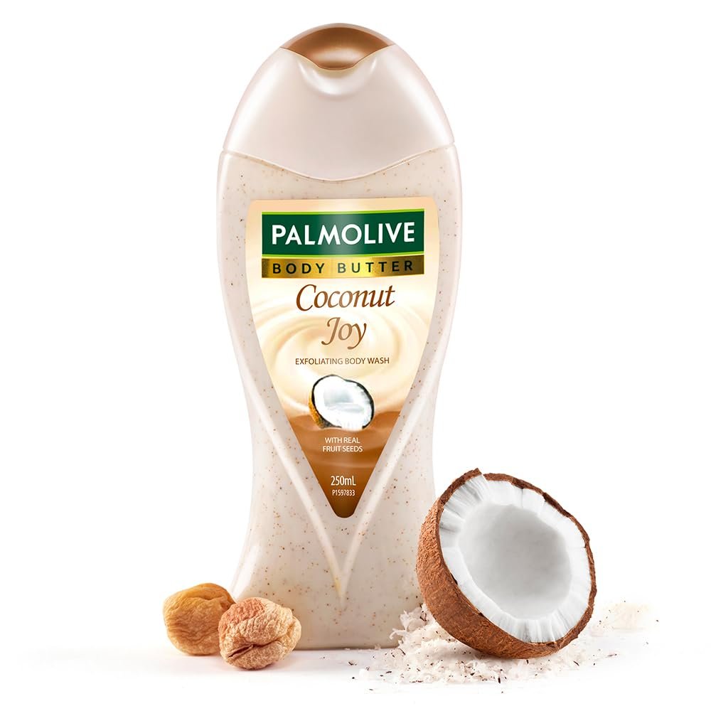 Palmolive Coconut Joy Bodywash For Women & Men, 250Ml Crème Based Exfoliatingcbody Wash Shower Gel, Coconut & Jojoba Butter Extracts For Ph Balanced Bodywash, Free Of Parabens And Silicones