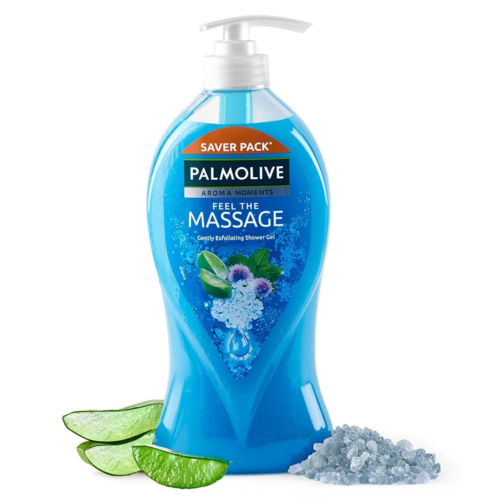 Palmolive Feel The Massage Body Wash For Men & Women, 750Ml Pump Bottle, Body Scrub Based Shower Gel Bottle,100% Natural Thermal Minerals For Spa Like Soothing & Aromatic Skin Experience
