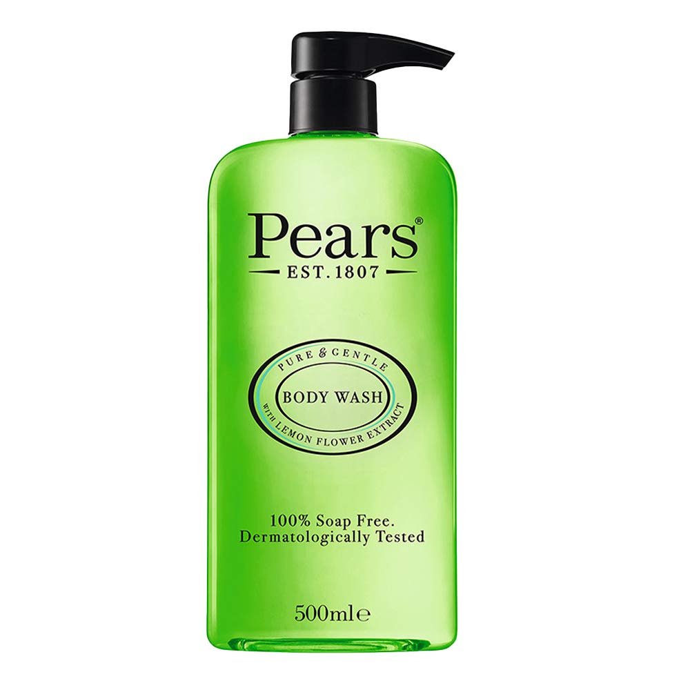Pears Pure & Gentle Shower Gel, Body Wash with Oil Clear Formula for Removing Excess Oil with Lemon Flower Extracts, 100% Soap Free, Imported, 500 ml