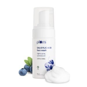 Plum 1% Encapsulated Salicylic Acid Foaming Face Wash|Fights Active Acne,Blackheads&Breakouts|With Glycolic Acid&Fruit Ahas|All Skin Types|Creamy Face Cleanser For Women&Men|100% Vegan|110 Ml