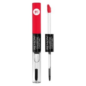 Revlon ColorStay Overtime Lipcolor, Dual Ended Longwearing Liquid Lipstick with Clear Lip Gloss, with Vitamin E in Red / Coral, Cherry Time (580), 0.07 oz