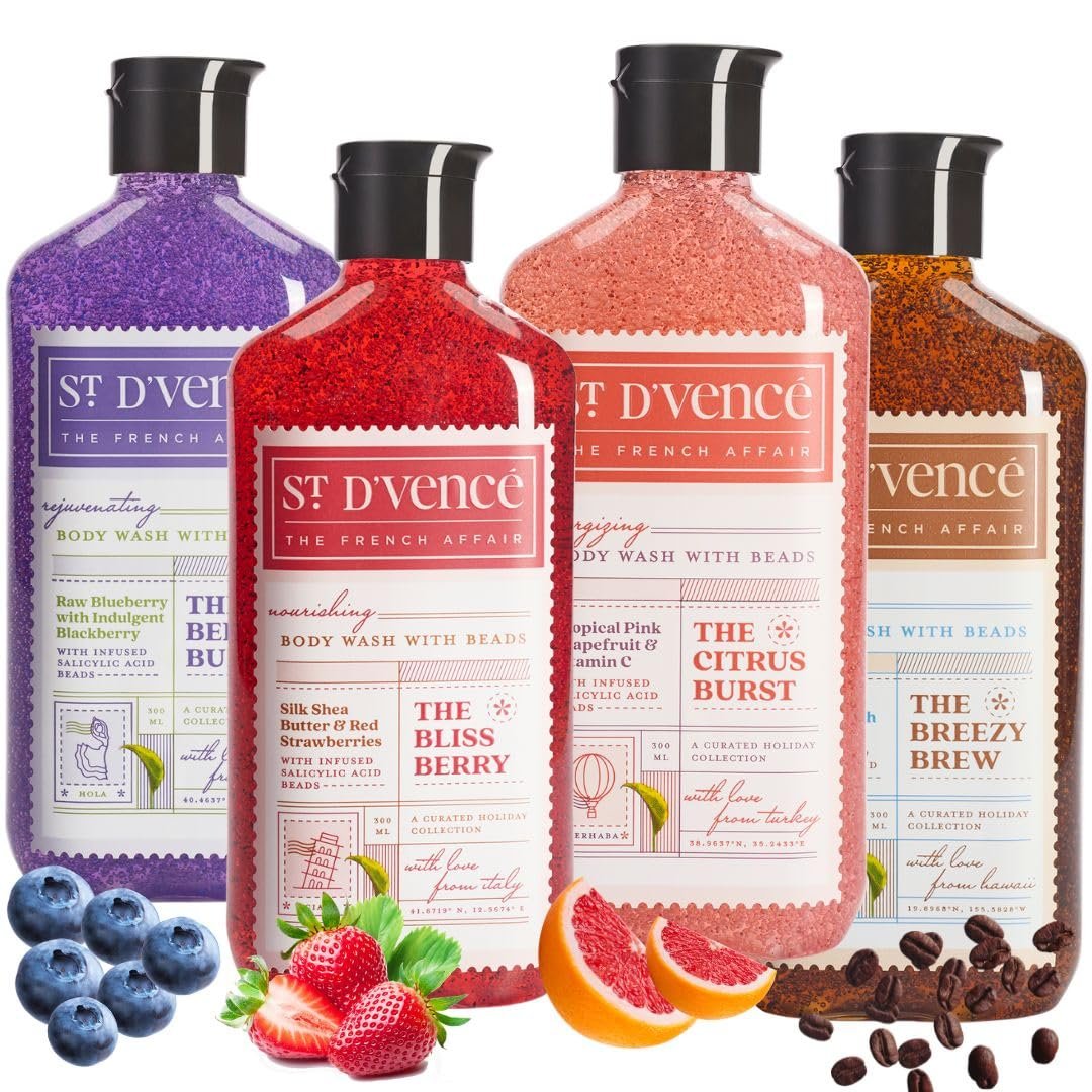 ST. D'VENCÉ Shut the Soap Up Body Wash Combo Offer | Body Wash Shower Gel | Salicylic Acid Body Wash for Acne | For Men & Women | Paraben & Sulphate Free (300 ml x 4)