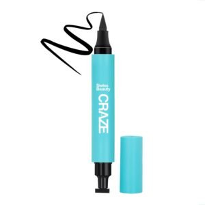 Swiss Beauty Craze 2-n 1 Eyeliner with wing Stamp | Waterproof and Smudgeproof Eyeliner with Fine Tip for precise application | Black, 2.8ml