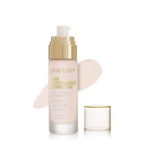 Swiss Beauty High Performance Foundation | Water-Resistant | Medium to Buildable Coverage | Lightweight | Easy to Blend | With Vitamin C & Niacinamide | White Ivory, 55g