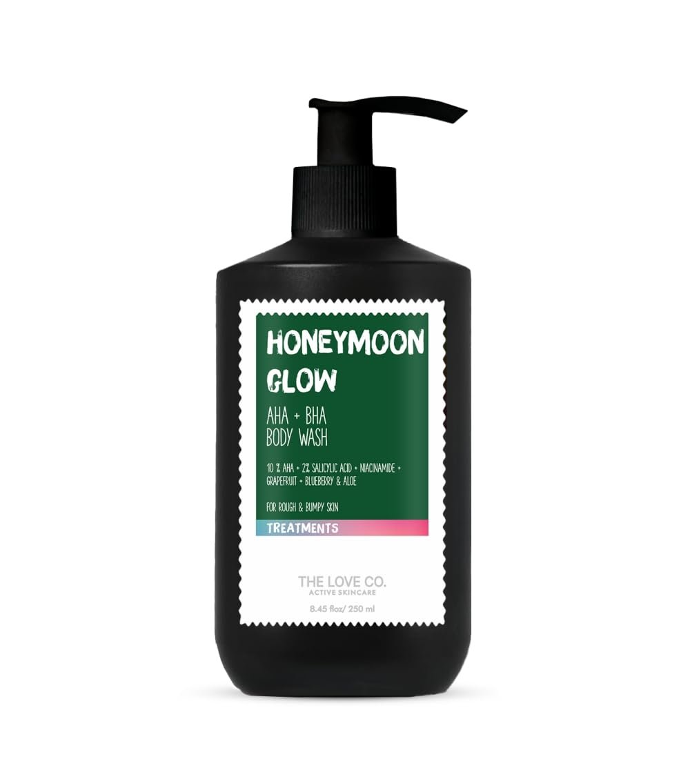THE LOVE CO. 10% AHA & 2% Salicylic Acid Body Wash | Honeymoon Glow for Deep Exfoliation | Enriched with Niacinamide & Grapefruit | Targets Acne, Dark Spots & Rough Skin | Sulphate-Free, Unisex | 250ml