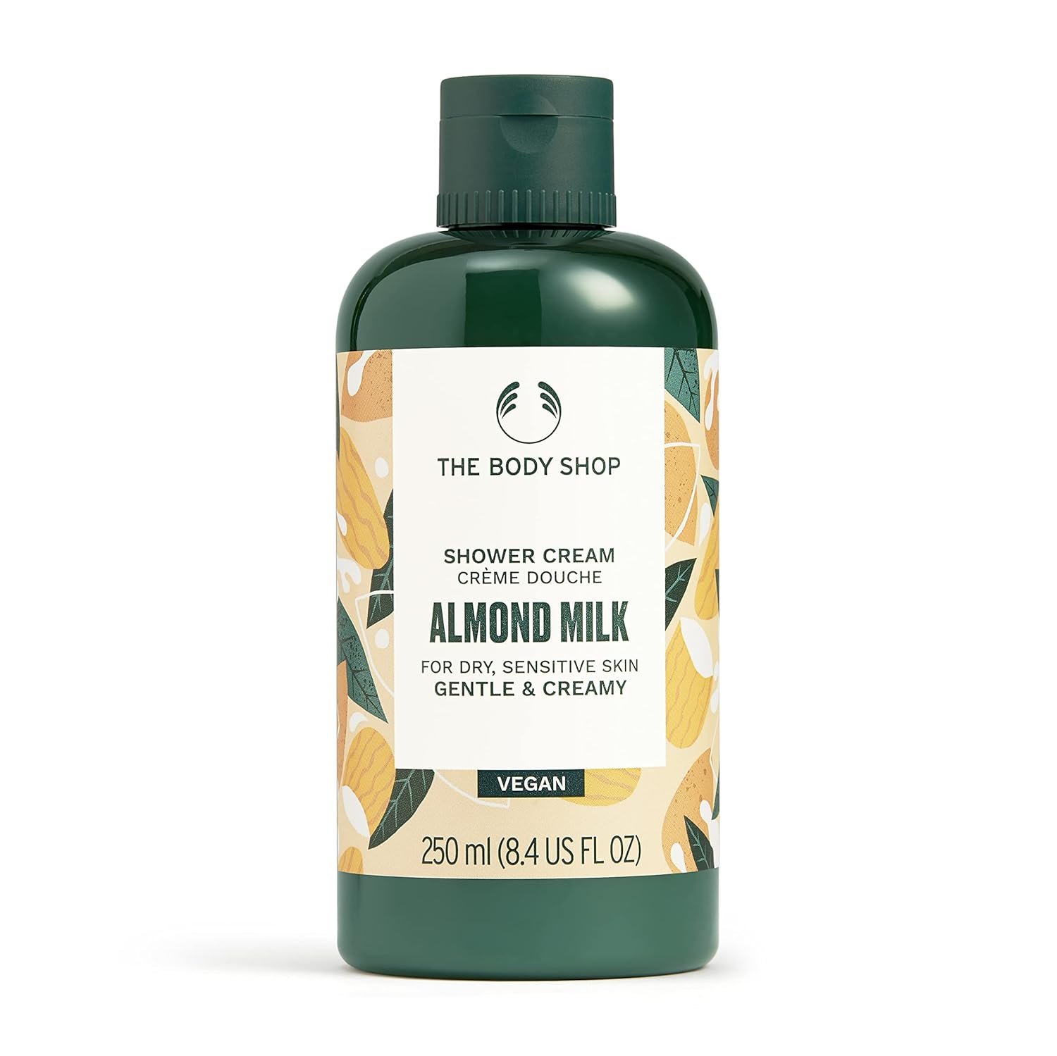 The Body Shop Almond Milk & Honey Soothing & Caring Shower Cream, 250 ML - Dry, Sensitive Skin | Cleanse, Help Soften & Comfort |Vegan