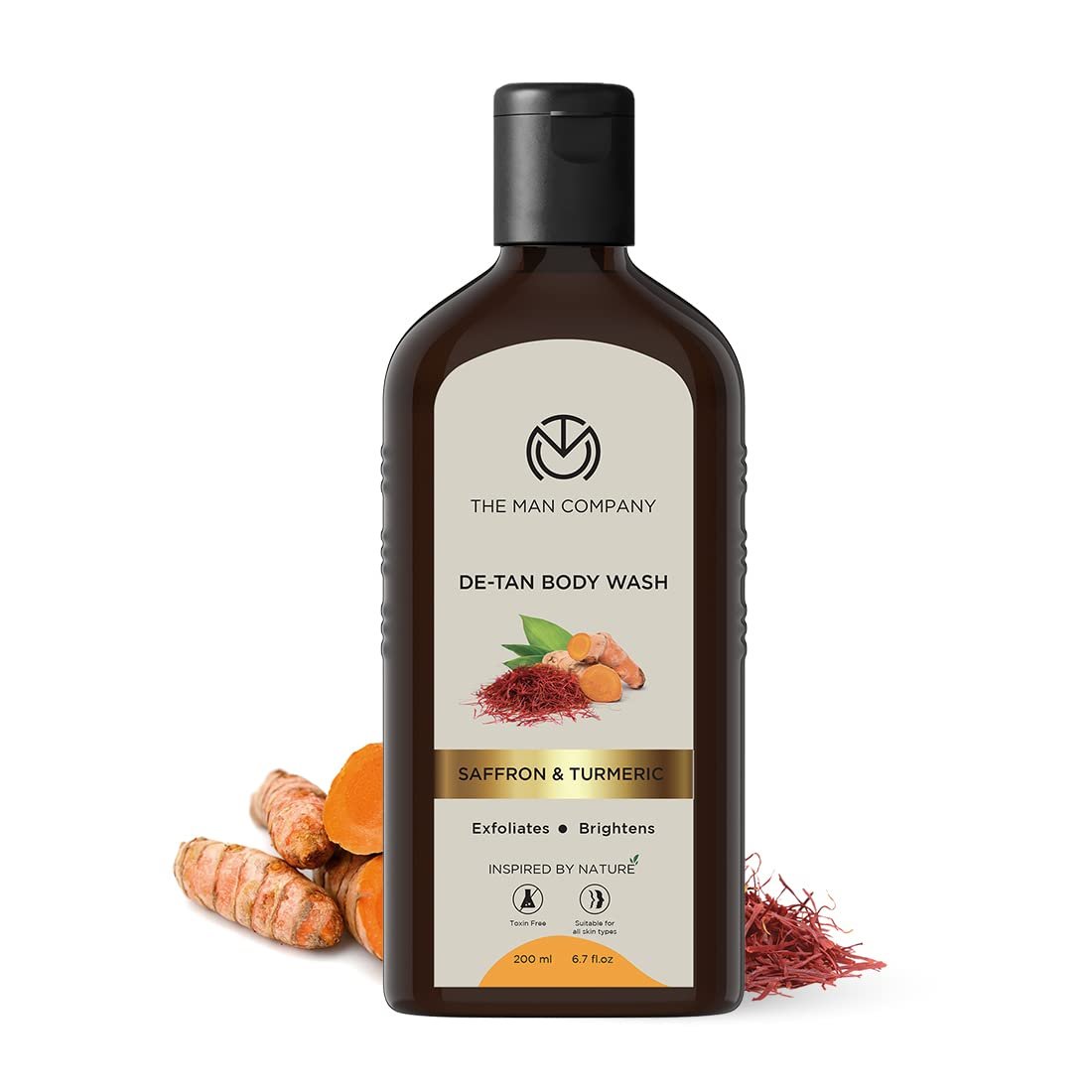 The Man Company De Tan Bodywash for Men with Saffron, Turmeric & Walnut Breads for Skin Brightening 200 ml | Tan Removal Shower
