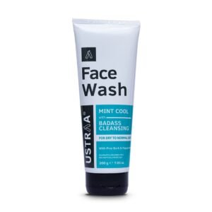 Ustraa Face Wash - Mint Cool - For Dry to Normal Skin - 200g | Reduces Moisture Loss | Removes Dirt & Dead Skin | with Pine Bark & Peppermint | NO SLS, NO PARABEN