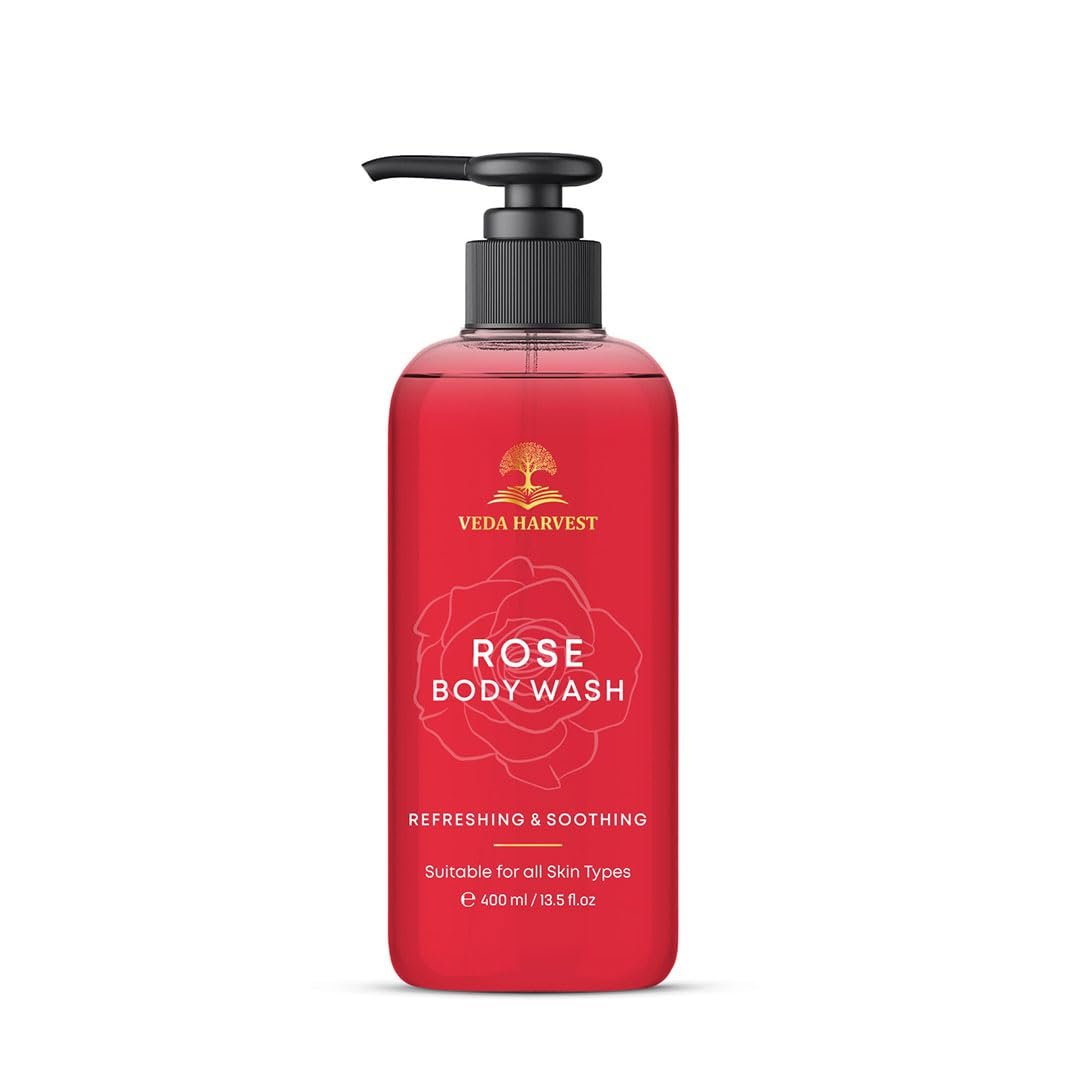 VEDAHARVEST Veda Harvest Rose Body Wash Shower Gel|For Women And Men|Maintains Clean And Fresh Skin|Brightens Skin And Reduces Dark Spots|Contains Only Botanical Extracts|400Ml|For All Skin Types