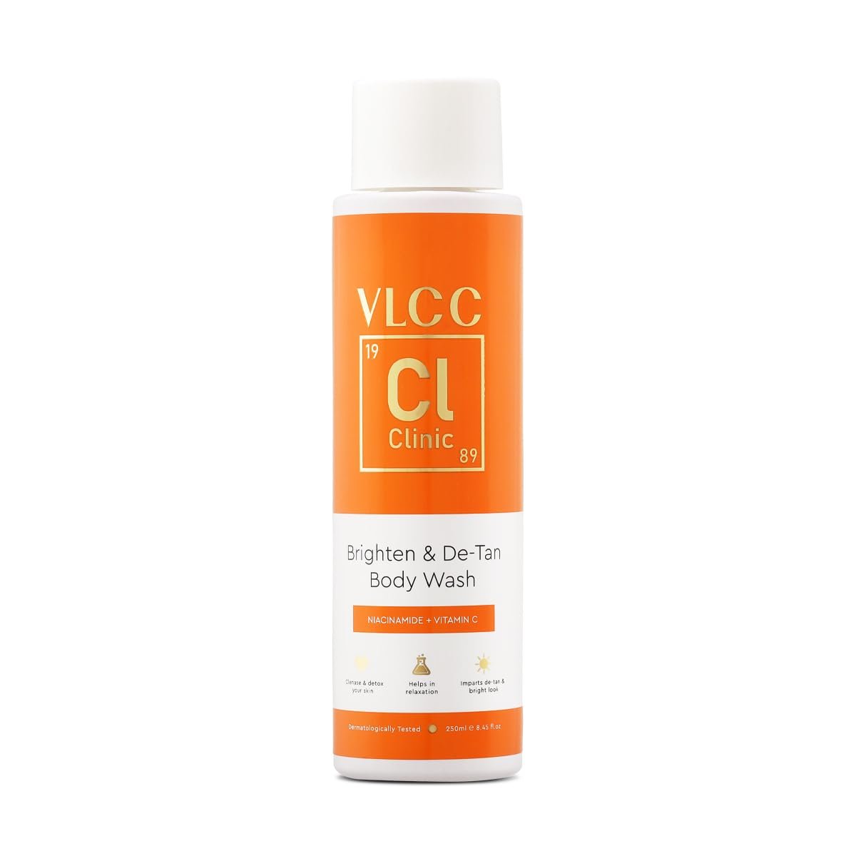 VLCC Clinic Brighten & De-Tan Body Wash - 250ml | Dermatologically Tested Body wash | De-Tanning | Skin Brightening | Moisturization | Suitable for All Skin Types.